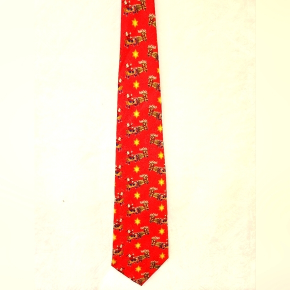 Robert Talbott Silk Christmas‎ Santa And Sleigh Tie Made In USA